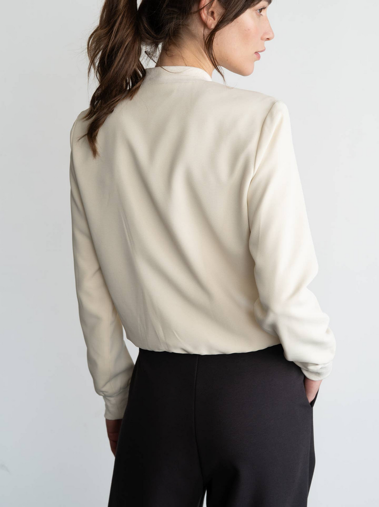 Elle Grey Minimal Buttery-Textured Blouson Jacket