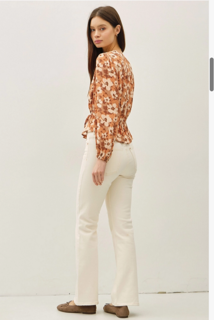 Be Cool Boho Floral Print V-Neck Blouse