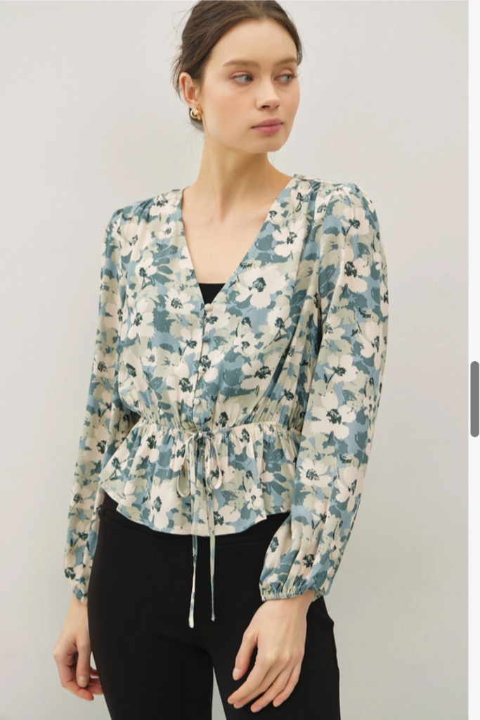 Be Cool Boho Floral Print V-Neck Blouse