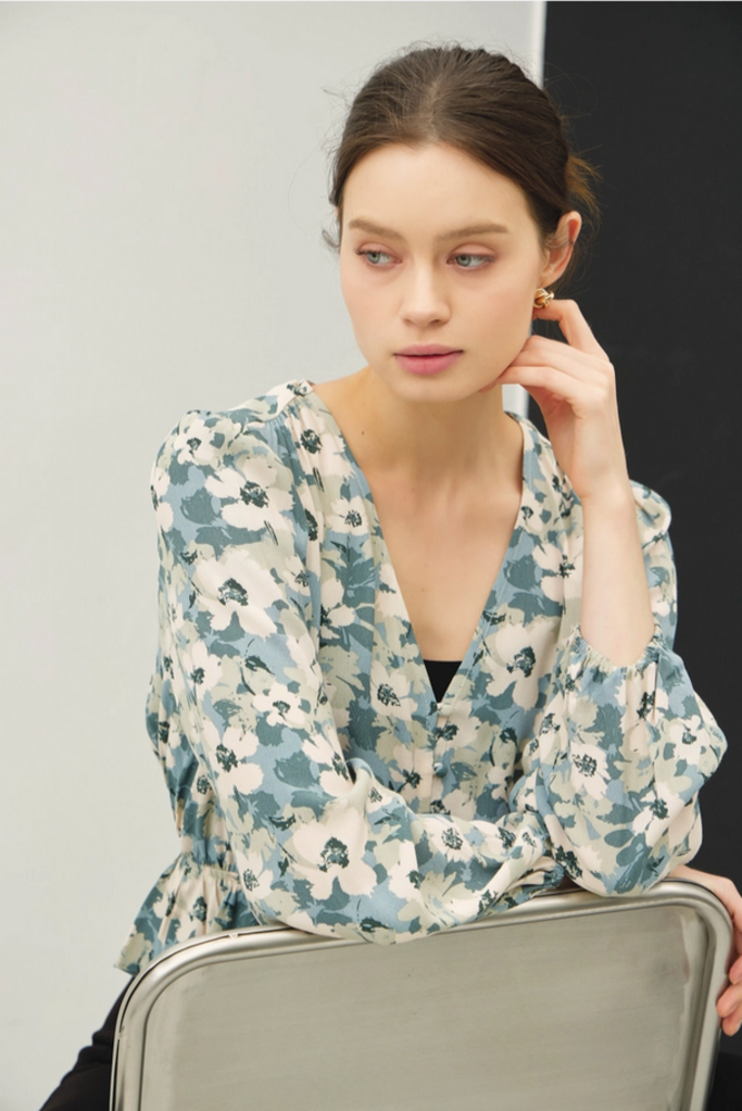 Be Cool Boho Floral Print V-Neck Blouse