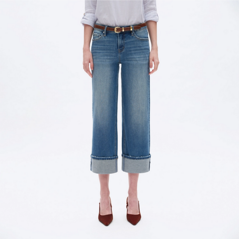 Bayeas Low Rise Straight Leg Cuffed Jeans