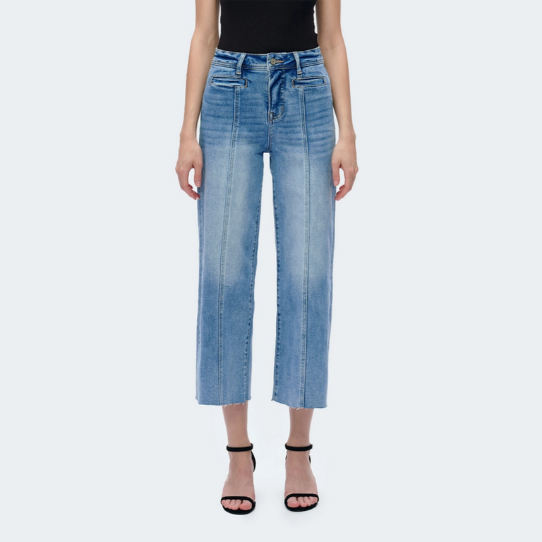 Bayeas High Rise Wide Leg Jeans with Raw Hem