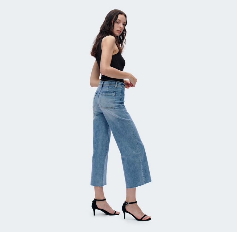 Bayeas High Rise Wide Leg Jeans with Raw Hem