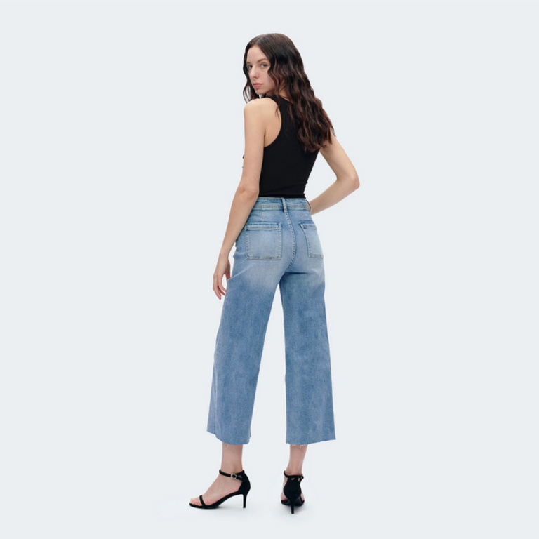 Bayeas High Rise Wide Leg Jeans with Raw Hem