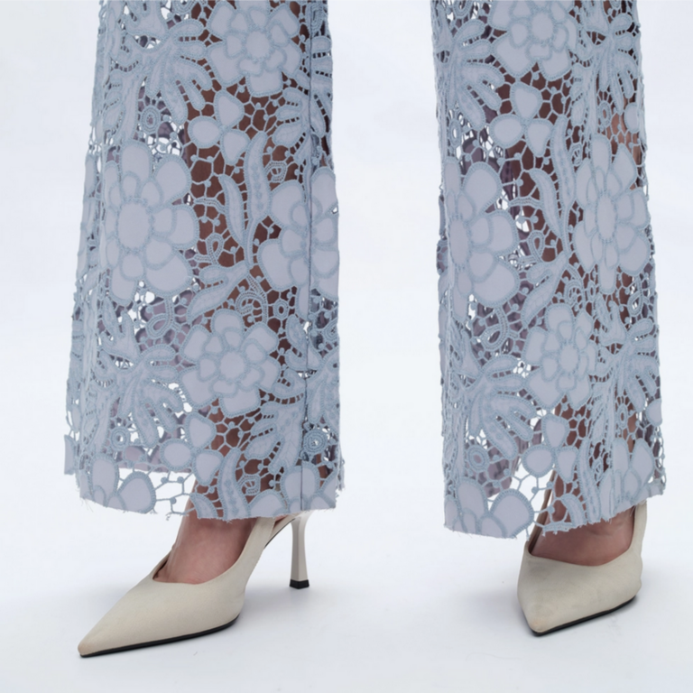 Bayeas Super High Rise Wide Leg Lace Jeans