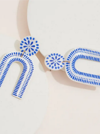 Blue Suede Jewels Boho Mother of Pearl Drop Earrings