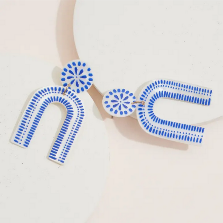 Blue Suede Jewels Boho Mother of Pearl Drop Earrings