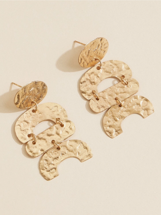 Blue Suede Jewels Geometric Hammered Brass Boho Earrings Blue Suede Jewels Geometric Hammered Brass Boho Earrings