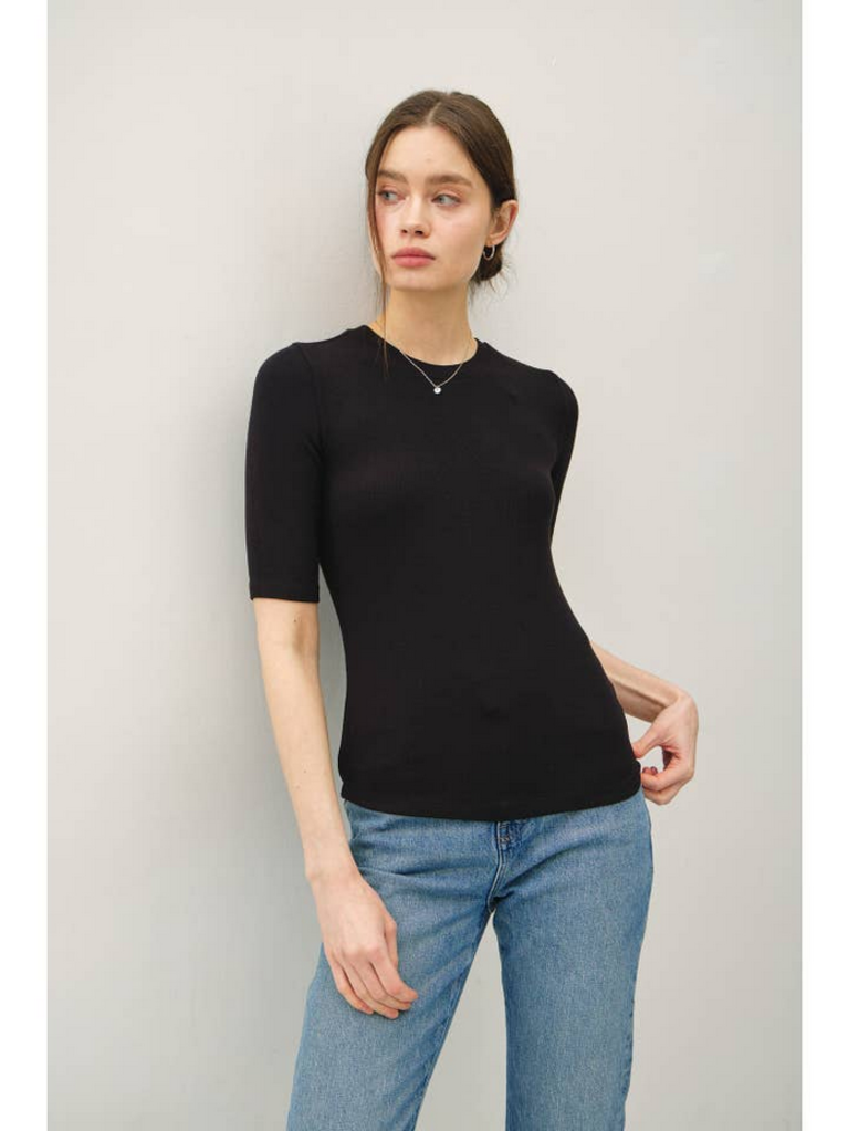 Be Cool Modal  Ribbed  Short Sleeve Top