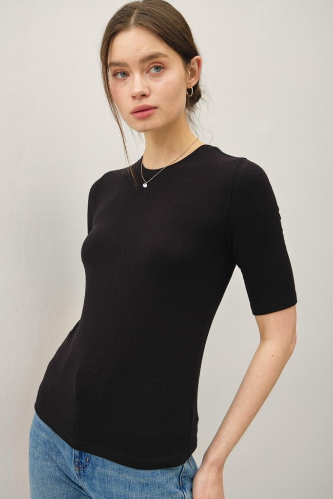 Be Cool Modal  Ribbed  Short Sleeve Top
