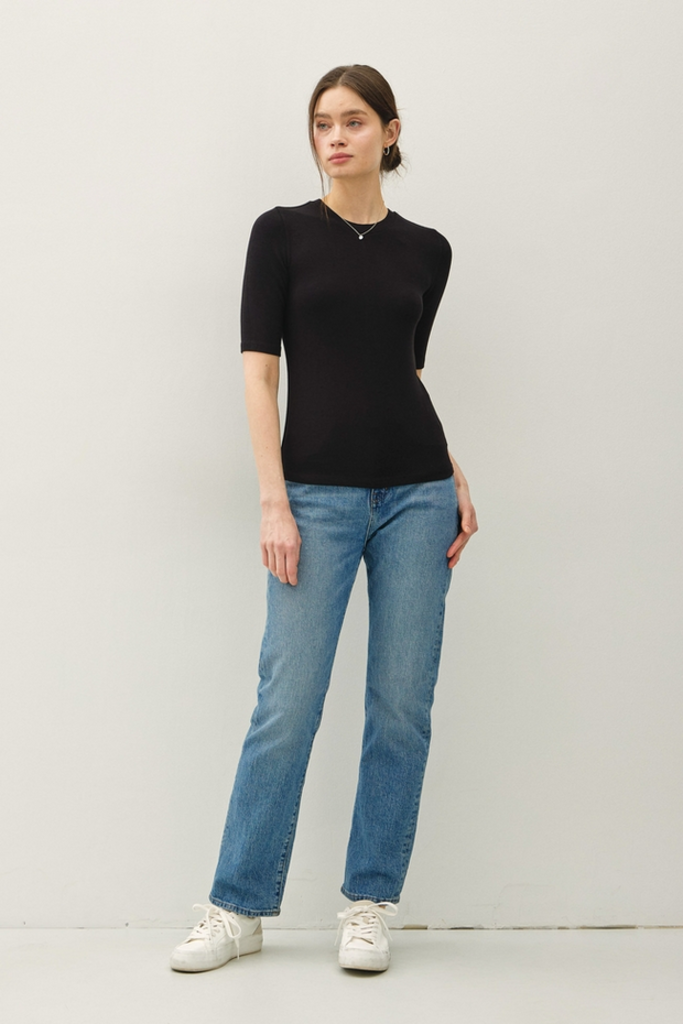 Be Cool Modal  Ribbed  Short Sleeve Top