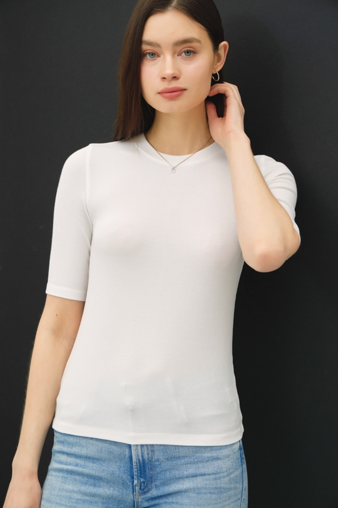 Be Cool Modal  Ribbed  Short Sleeve Top
