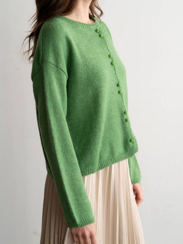 Elle Grey Crew Neck Button Cardigan