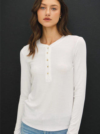 Be Cool Modal Ribbed Longsleeve Henley Top