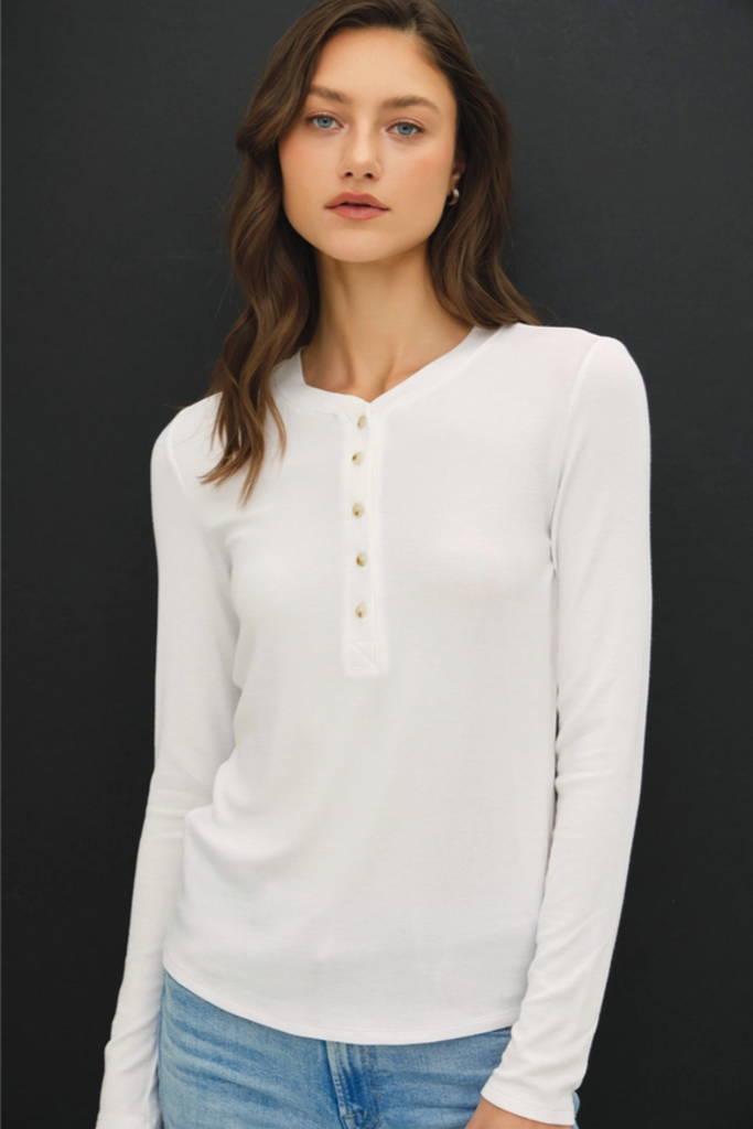Be Cool Modal Ribbed Longsleeve Henley Top