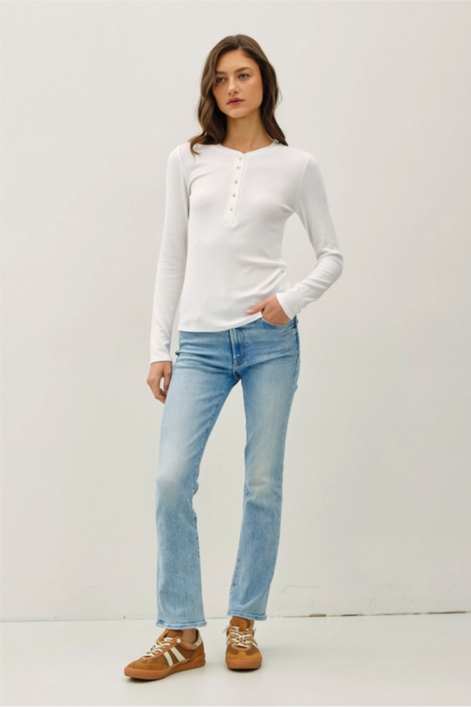 Be Cool Modal Ribbed Longsleeve Henley Top
