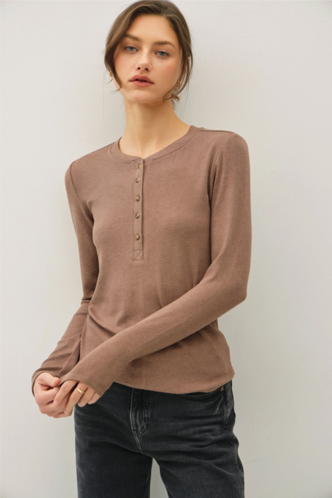 Be Cool Modal Ribbed Longsleeve Henley Top