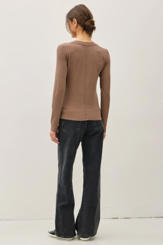 Be Cool Modal Ribbed Longsleeve Henley Top
