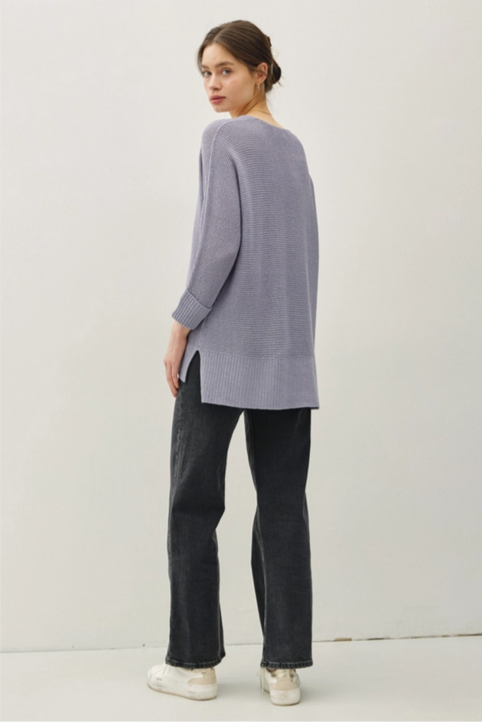 Be Cool V-Neck Dolman Roll Cuff Sweater