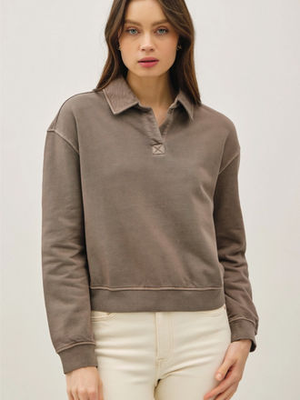 Be Cool Collared Henley Pullover Sweatshirt Be Cool Collared Henley Pullover Sweatshirt