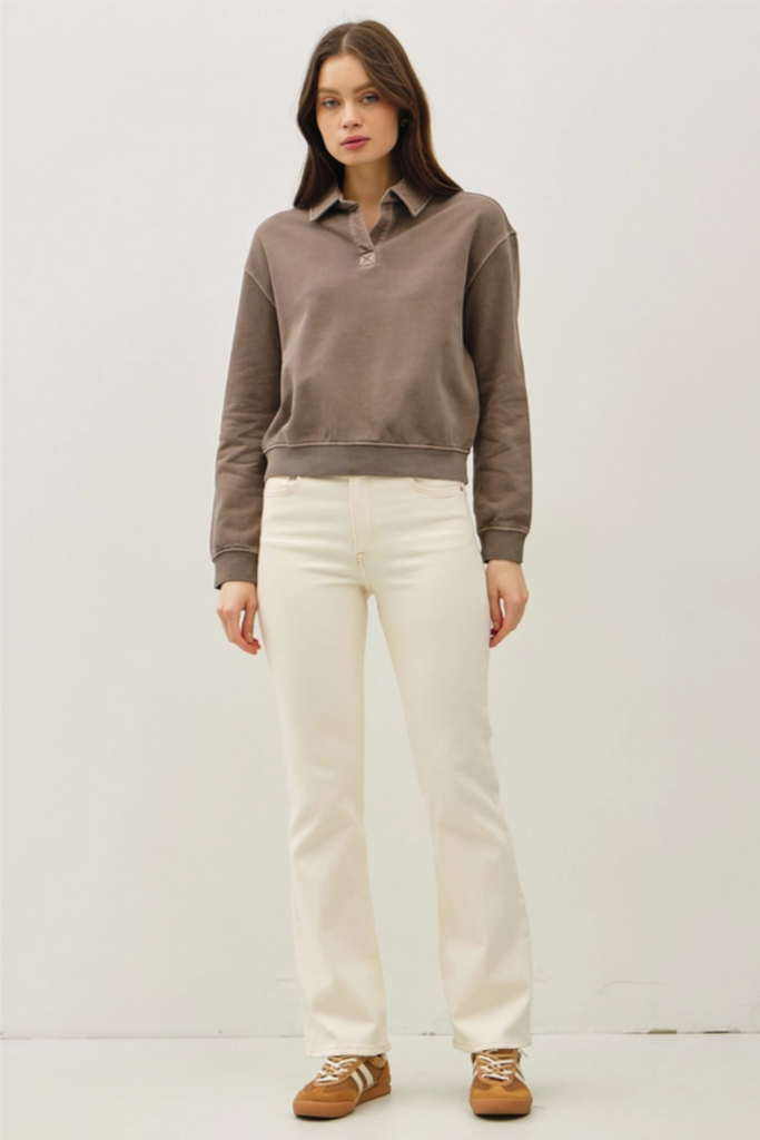Be Cool Collared Henley Pullover Sweatshirt