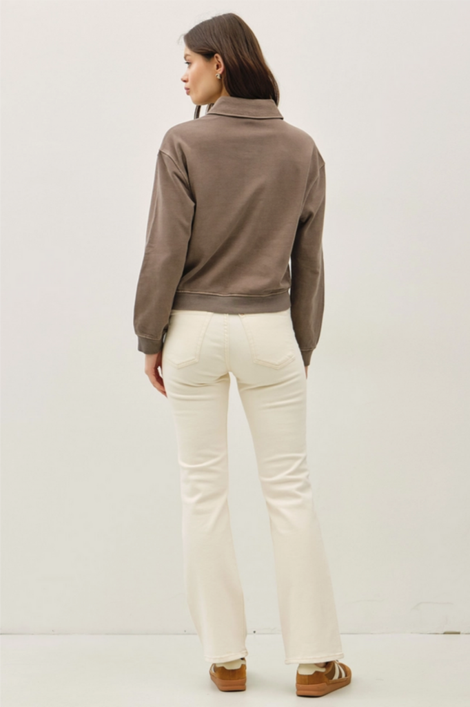 Be Cool Collared Henley Pullover Sweatshirt