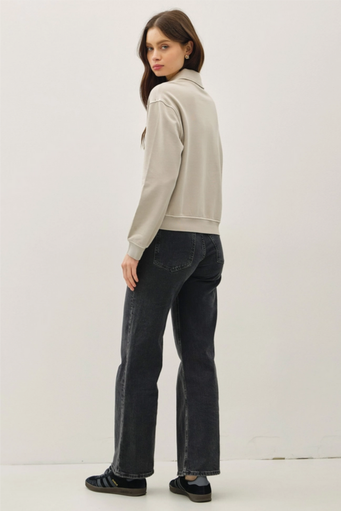 Be Cool Collared Henley Pullover Sweatshirt