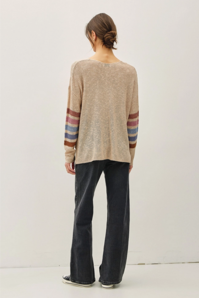 Be Cool Rainbow Stripe Long Sleeve Knit Sweater
