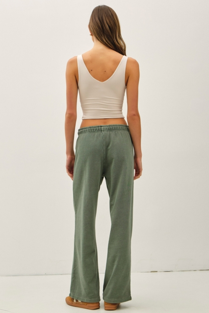 Be Cool Acid Wash Wide Leg Cotton Fleece Pants