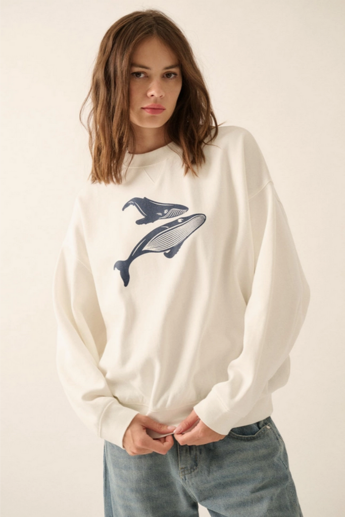 Promesa Whale Mother and Calf Graphic Sweatshirt