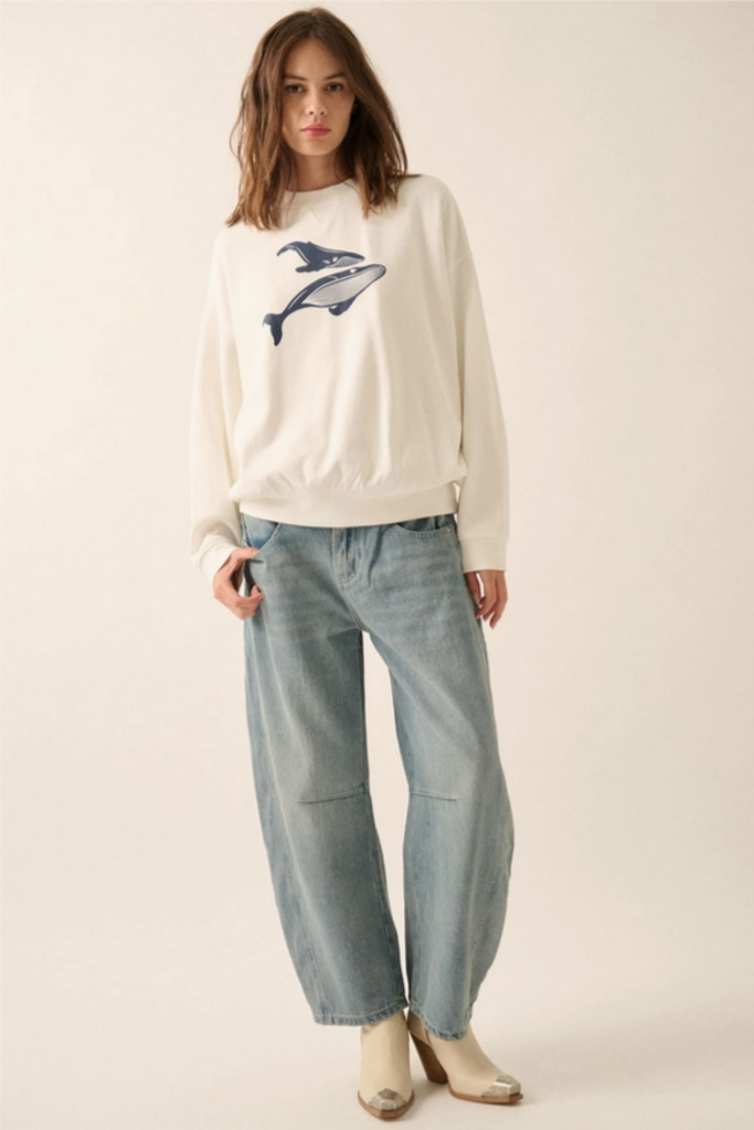 Promesa Whale Mother and Calf Graphic Sweatshirt