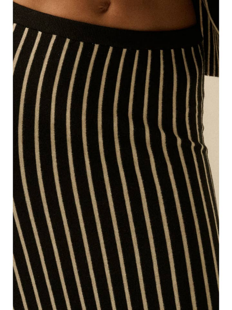 Promesa Striped Ribbed Knit Mermaid Maxi Skirt