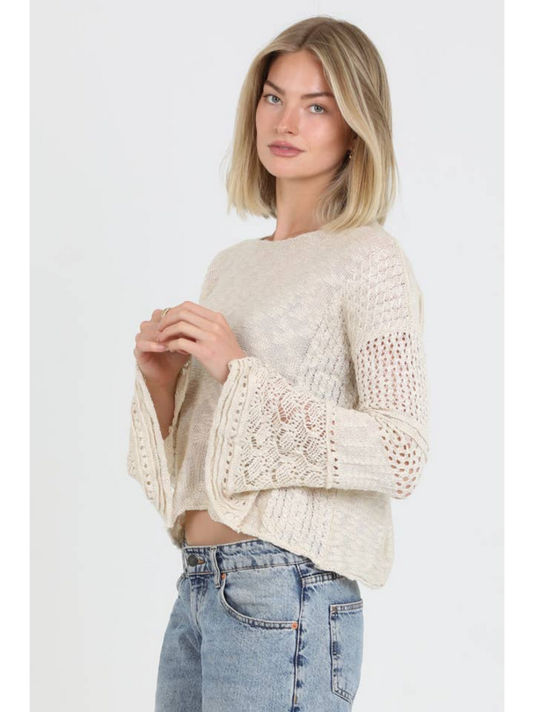 Angie Bell Sleeve Crochet Sleeve Sweater