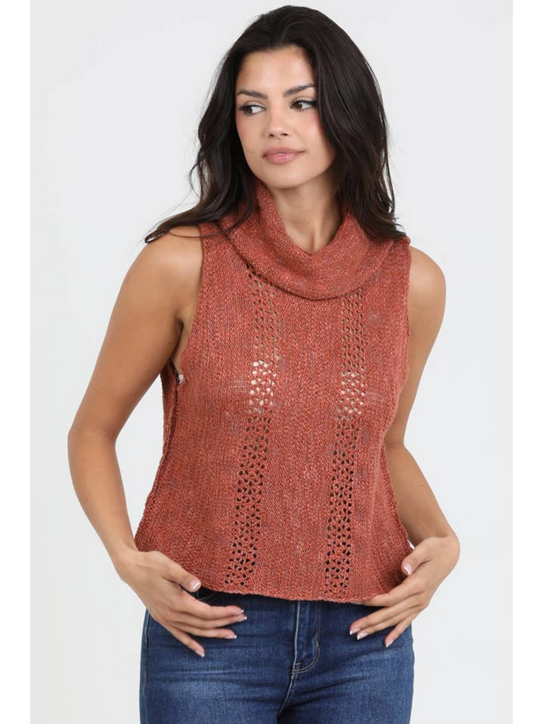 Angie Cowl Neck Sleeveless Sweater Tank