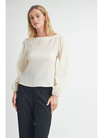Fun2Fun Textured Woven Boatneck Blouse Fun2Fun Textured Woven Boatneck Blouse