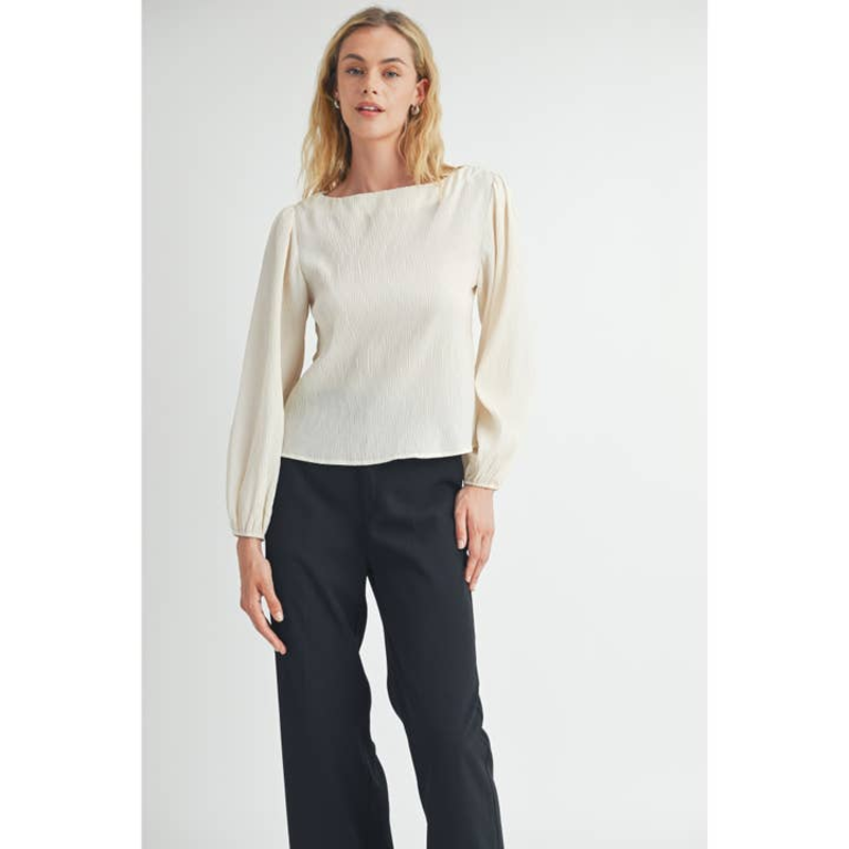 Fun2Fun Textured Woven Boatneck Blouse