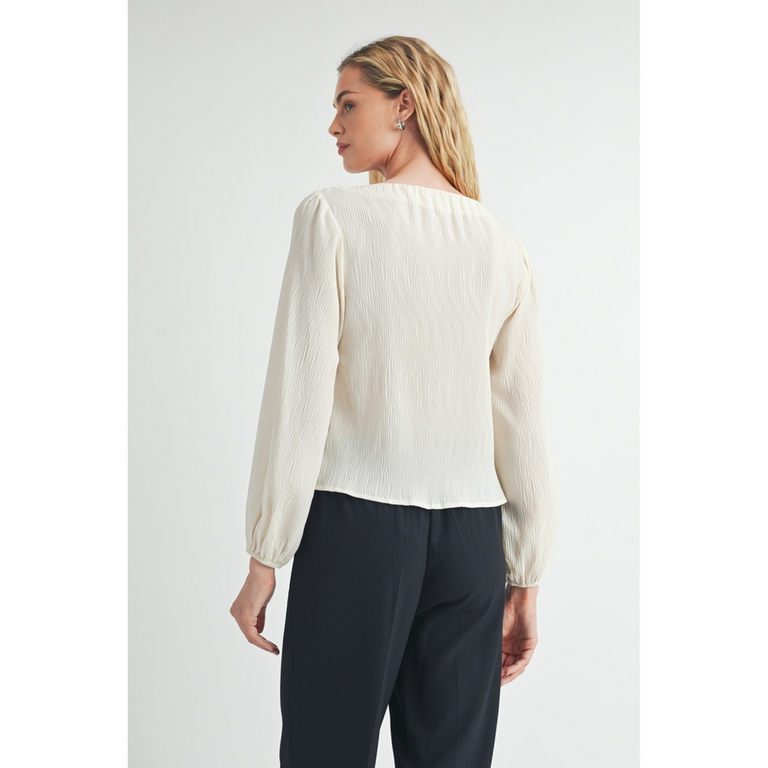 Fun2Fun Textured Woven Boatneck Blouse