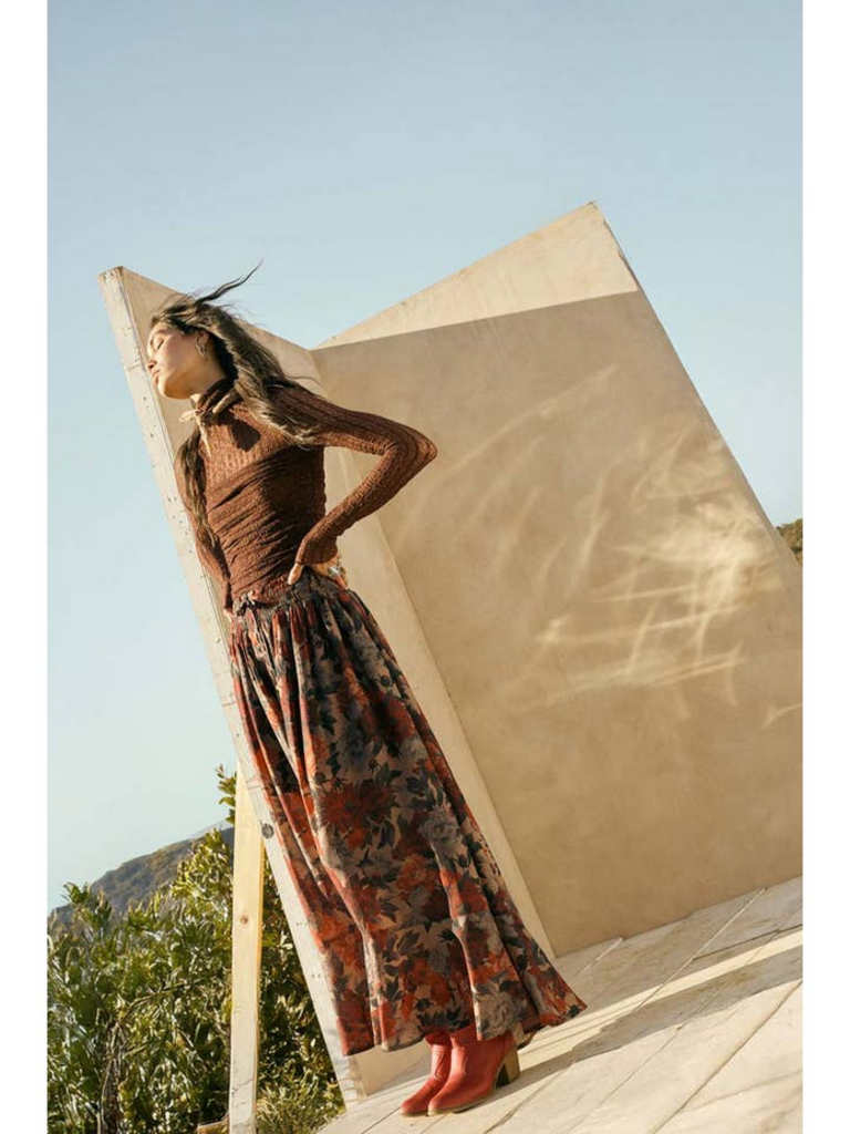 Promesa Floral-Print  Button-Front Maxi Skirt