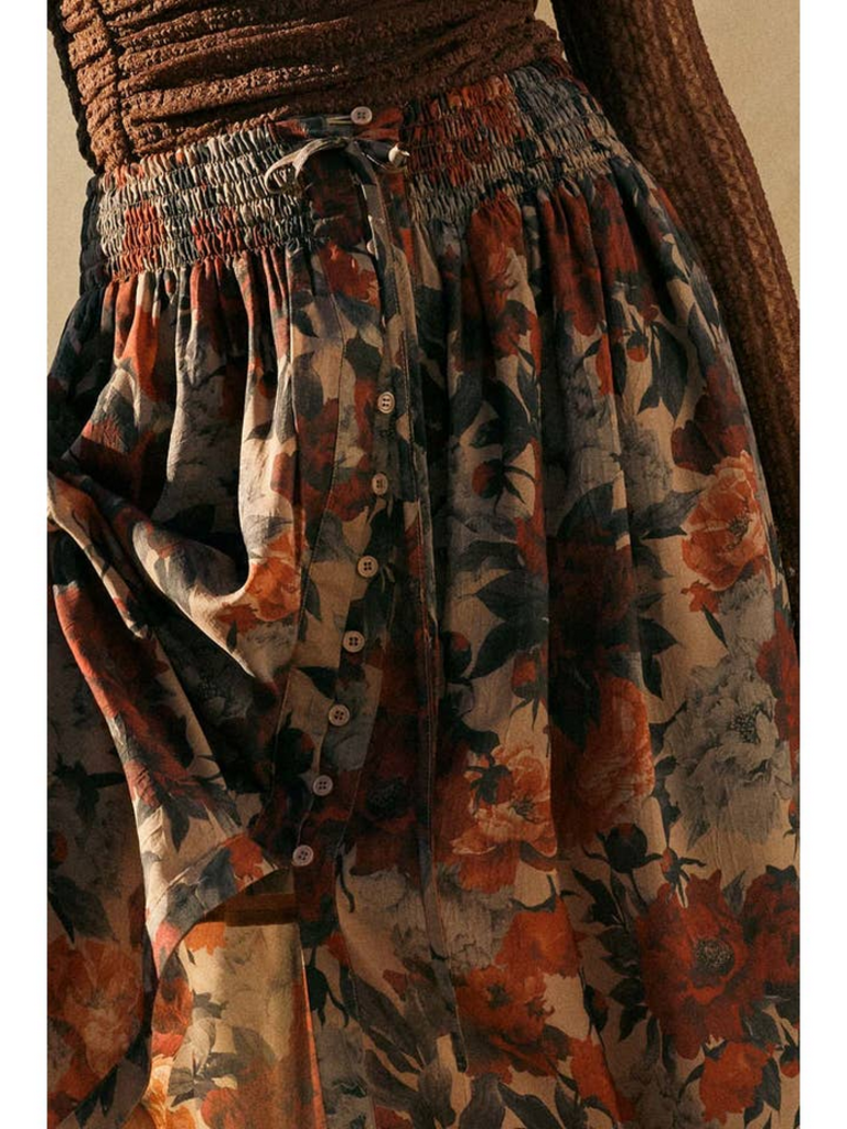 Promesa Floral-Print  Button-Front Maxi Skirt