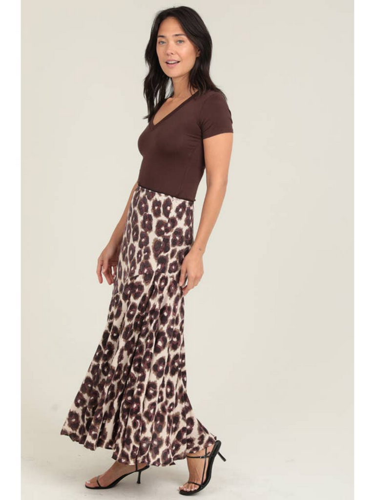 Nostalgia Leopard Print Bias Cut Maxi Skirt