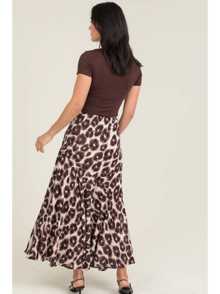 Nostalgia Leopard Print Bias Cut Maxi Skirt