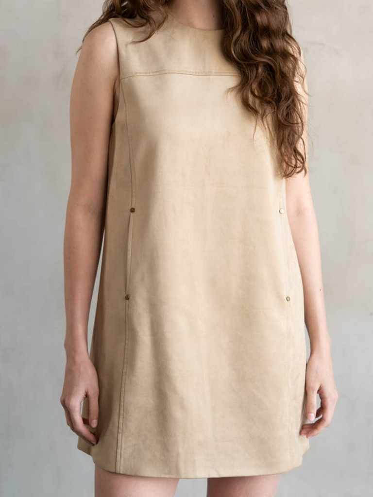 Elle Grey Suede Sleeveless Mini Dress