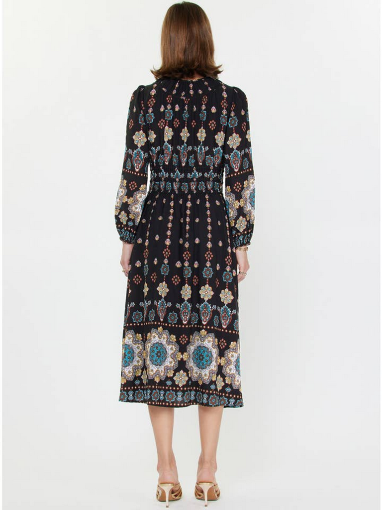 Current Air Printed Long Sleeve Midi Dress