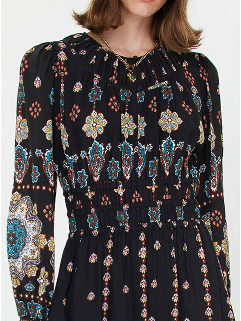 Current Air Printed Long Sleeve Midi Dress