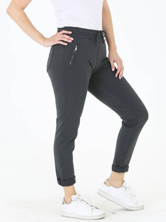 Nostalgia Front Zipper Jogger Pants