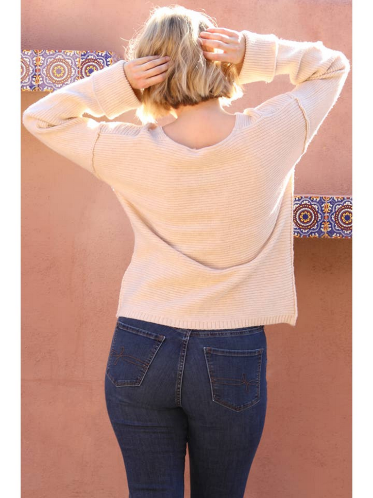 Nostalgia V Neck Cuffed Sleeves Sweater