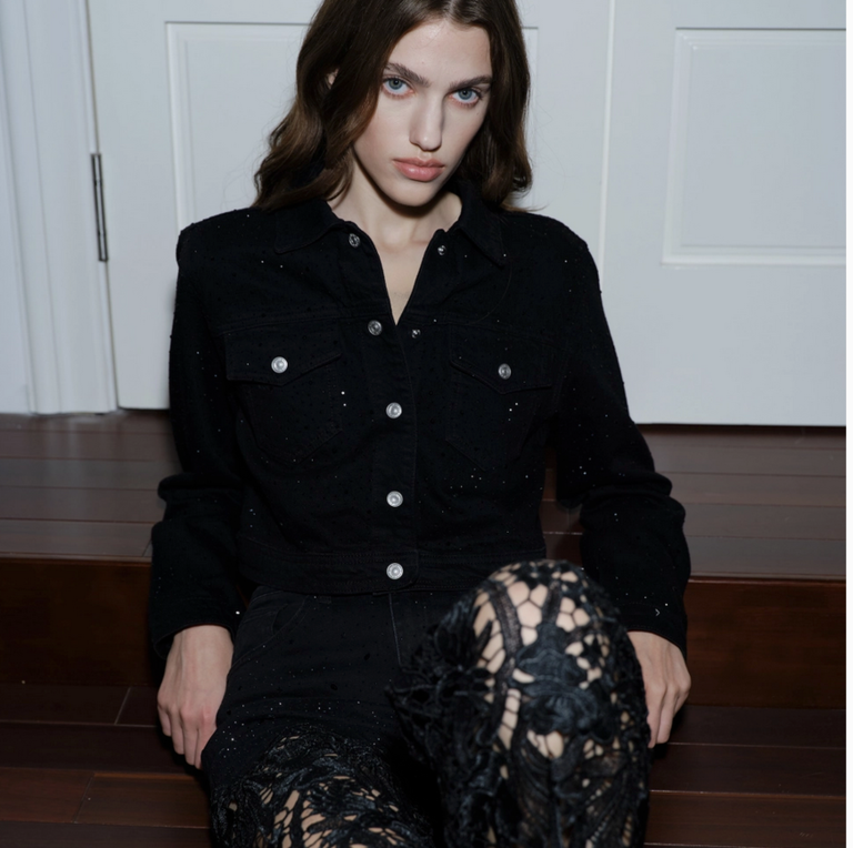 Bayeas Super High Rise Wide Leg Lace Jeans