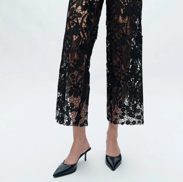Bayeas Super High Rise Wide Leg Lace Jeans