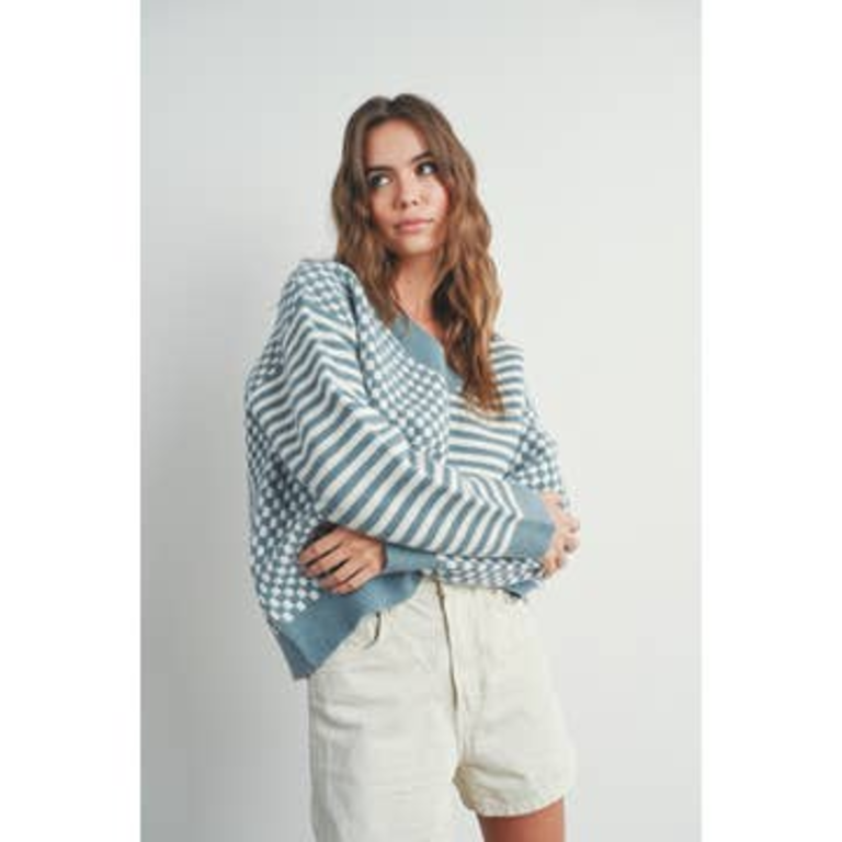 Buttermelon Frenchy Checker Pattern  Sweater