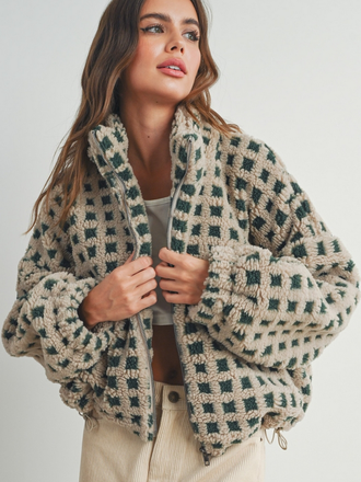Buttermelon Checkered Sherpa Jacket Buttermelon Checkered Sherpa Jacket